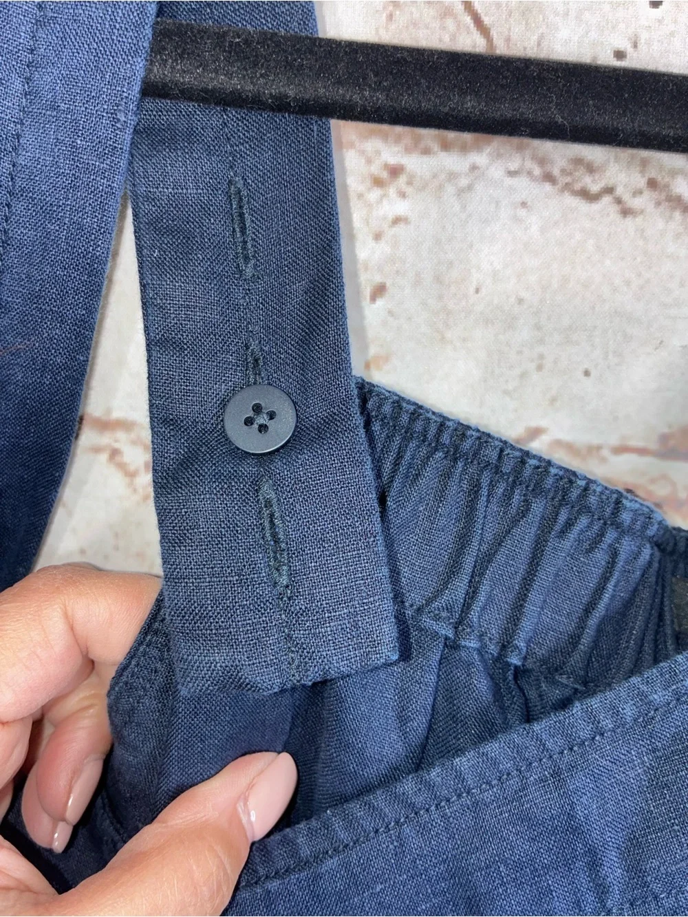 Quince 100% European Linen Square Neck Jumpsuit in Deep Navy Size Small